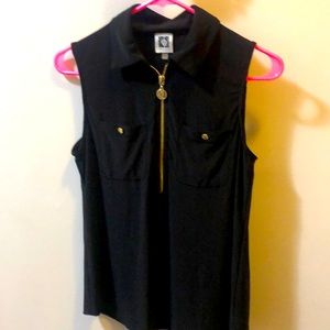 Ann Klein tank polo with zipper